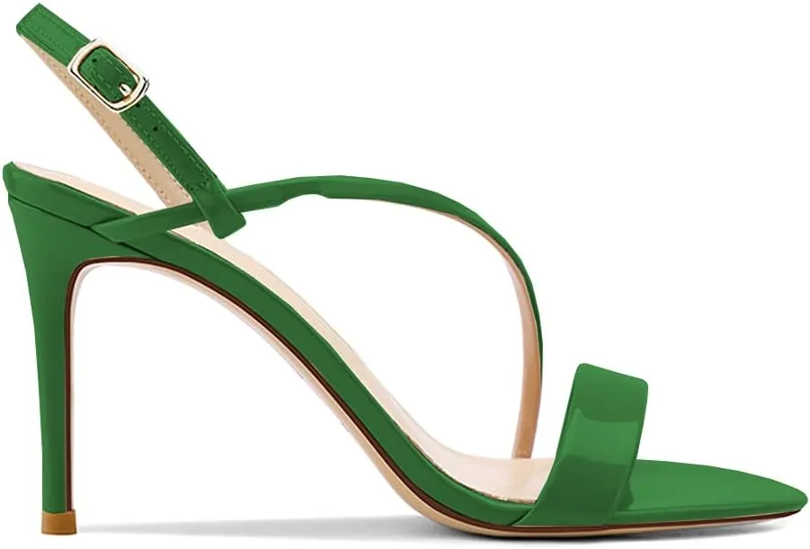Lutalica W Women's Sexy Patent Leather Open Toe Single Strap Stiletto High Heel Slingback Dress Sandals For Party Evening Wedding