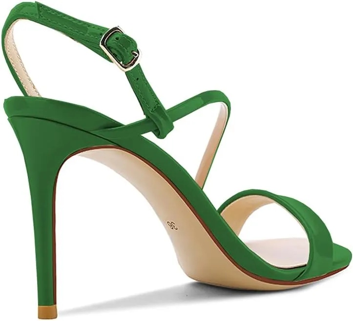 Lutalica W Women's Sexy Patent Leather Open Toe Single Strap Stiletto High Heel Slingback Dress Sandals For Party Evening Wedding