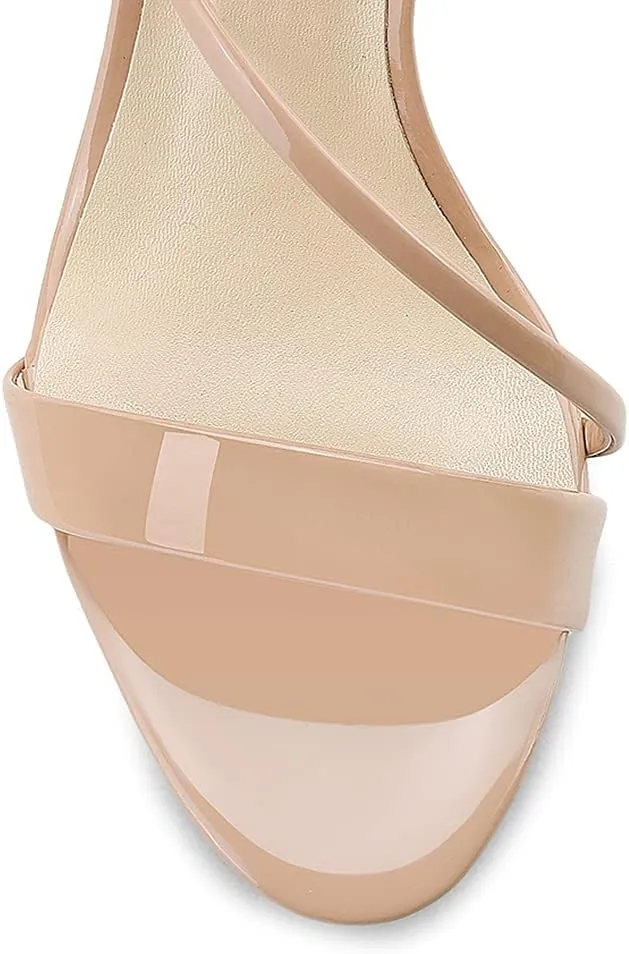 Lutalica W Women's Sexy Patent Leather Open Toe Single Strap Stiletto High Heel Slingback Dress Sandals For Party Evening Wedding