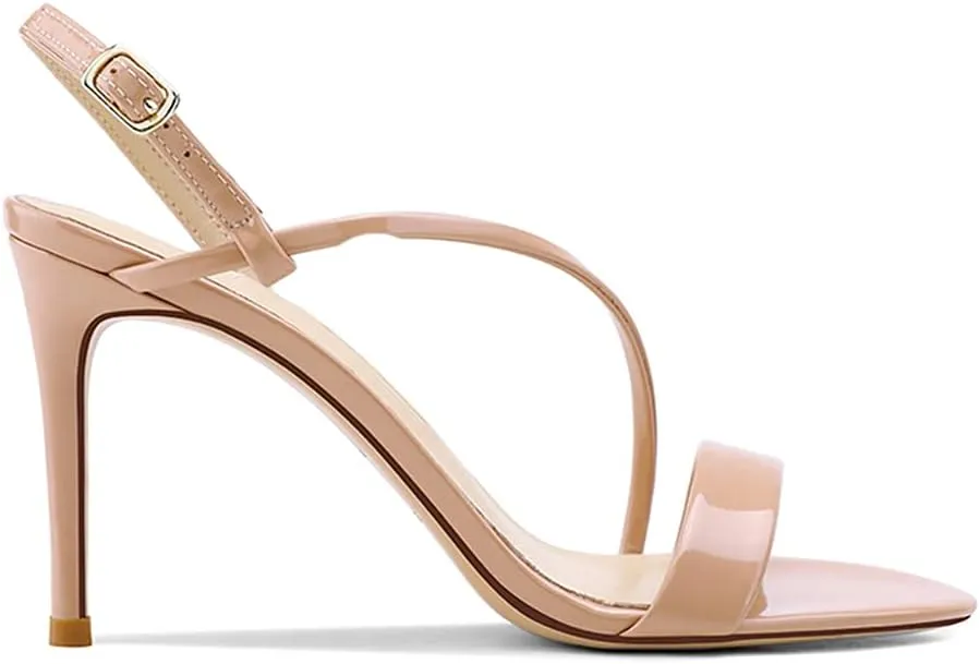 Lutalica W Women's Sexy Patent Leather Open Toe Single Strap Stiletto High Heel Slingback Dress Sandals For Party Evening Wedding