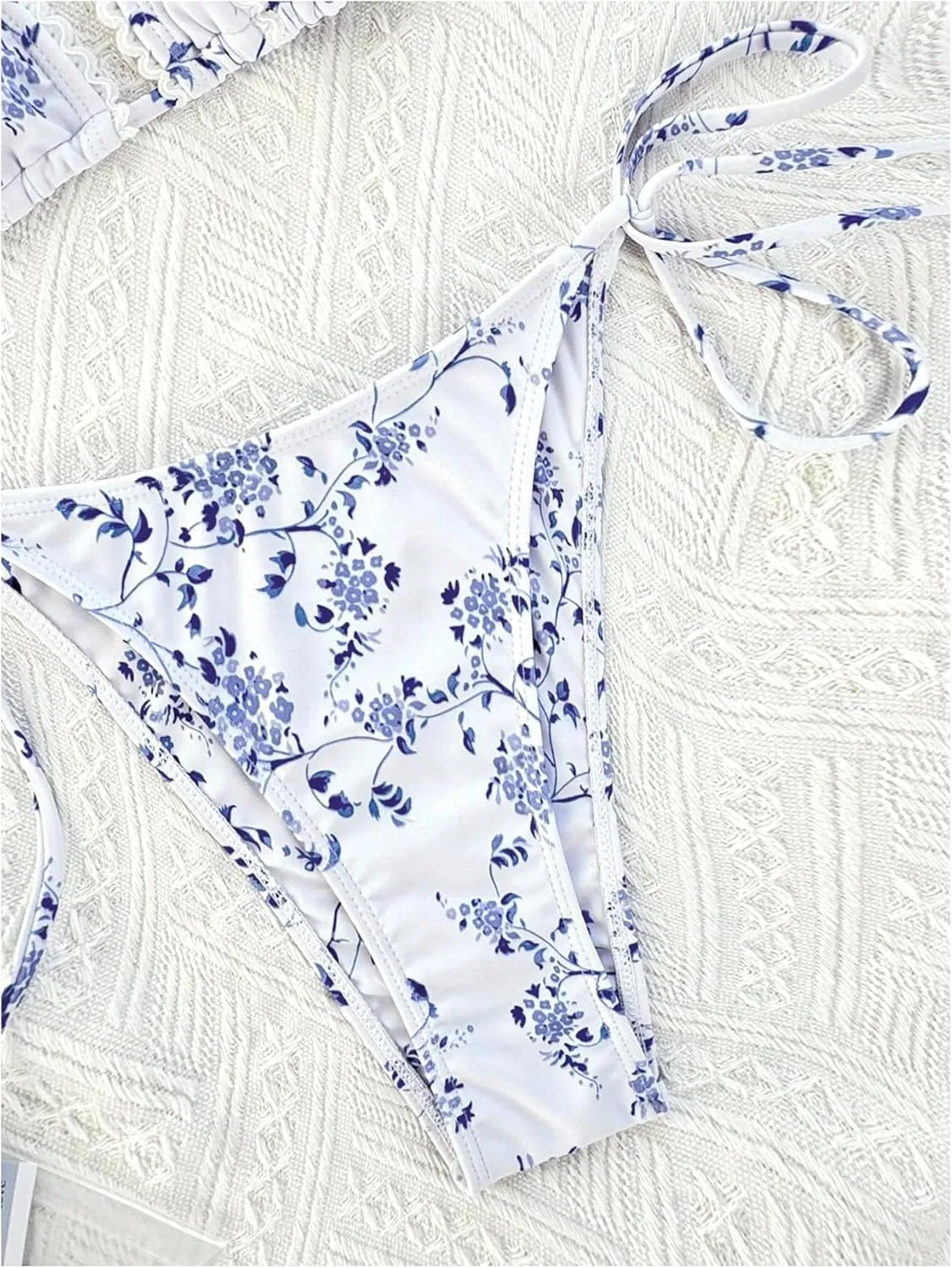 MakeMeChic Women's Floral Bikini Sets Triangle Backless Tie Side Swimwear 2 Piece Bathing Suit