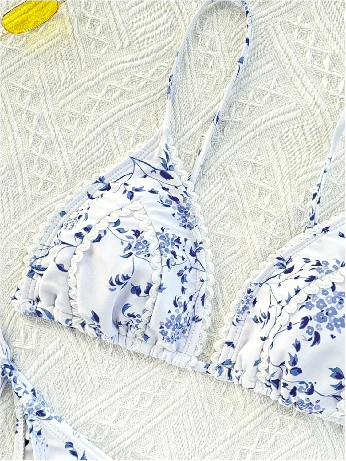 MakeMeChic Women's Floral Bikini Sets Triangle Backless Tie Side Swimwear 2 Piece Bathing Suit