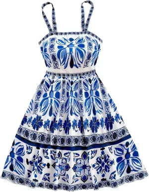 MakeMeChic Women's Summer Tribal Print Cami Dress Sleeveless A Line Flare Mini Dresses Boho Sundress