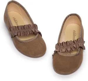 Mary Jane Shoes for Girls – Classic & Comfortable Dress Shoes for Toddlers & Kids – Perfect Flats for School, Play, and Special Occasions (Suede Elastic)