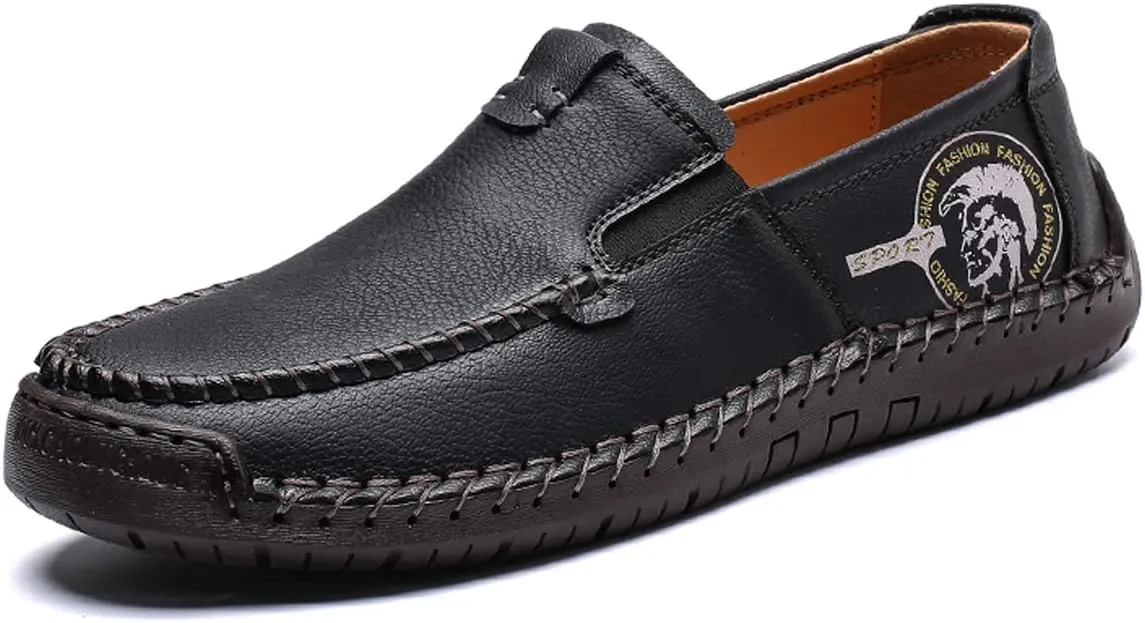 Men Classic Leather Stitching Loafers Business Walking Breathable Casual Moccasin Comfortable Soft Shoes