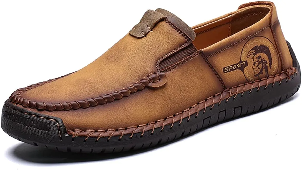 Men Classic Leather Stitching Loafers Business Walking Breathable Casual Moccasin Comfortable Soft Shoes