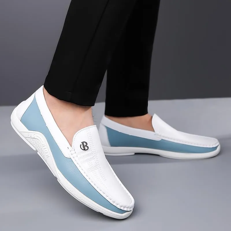 Men's Business Style Color-Blocked Slip-on Loafers, Comfortable and Non-Slip Rubber-Soled Casual and Durable Walking Shoes, Suitable for Men's Outdoor Activities