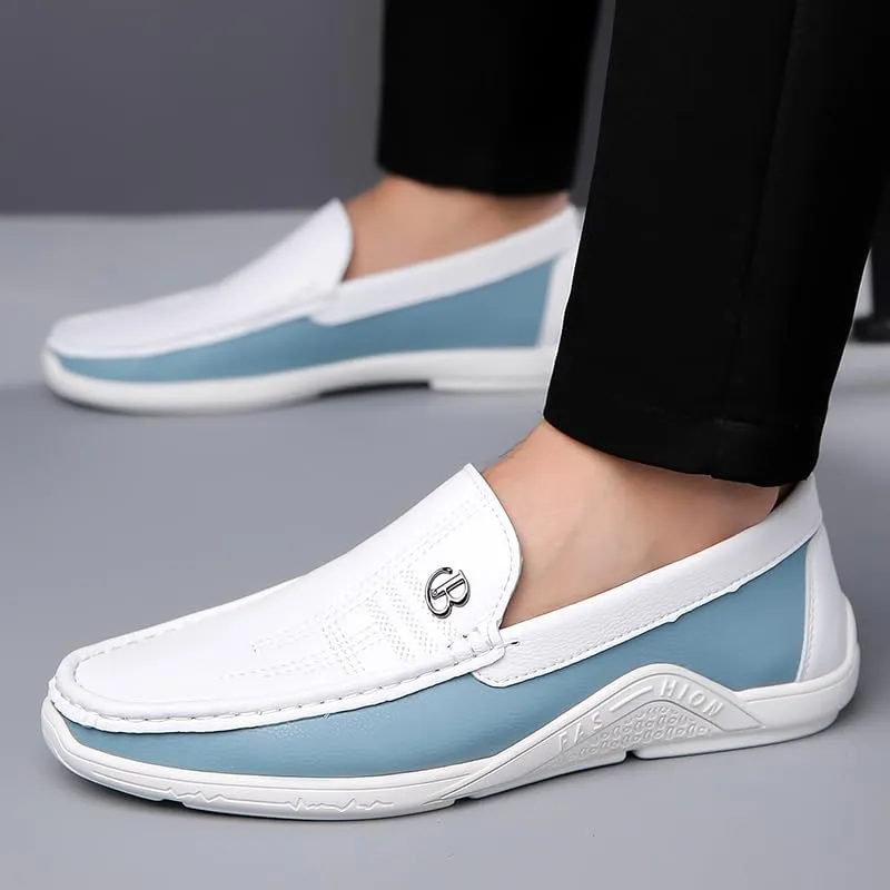 Men's Business Style Color-Blocked Slip-on Loafers, Comfortable and Non-Slip Rubber-Soled Casual and Durable Walking Shoes, Suitable for Men's Outdoor Activities