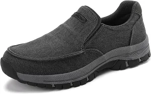 Men's Canvas Slip-on Loafers Lightweight Comfort Soft Bottom Round Toe Arch Support Wear-Resistant Casual Sneakers Outdoor Driving Walking Shoes