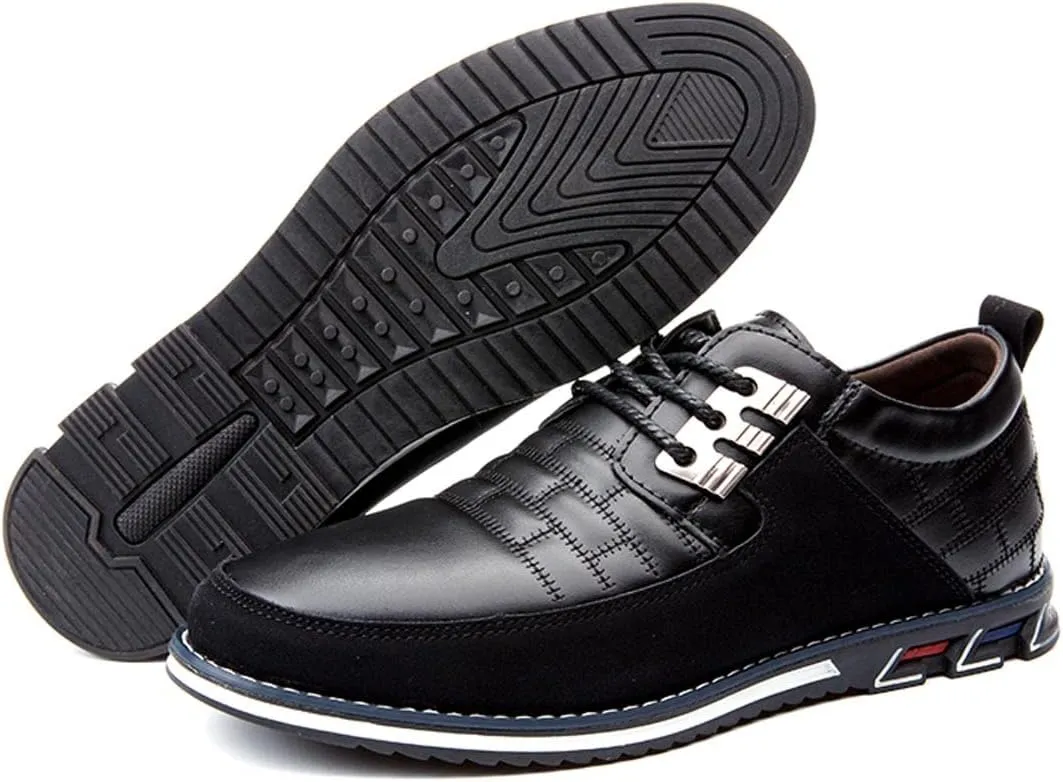Men's Casual Lace Up Business Oxford Leather Shoes Comfort Loafers for Male Business Work Office Dress