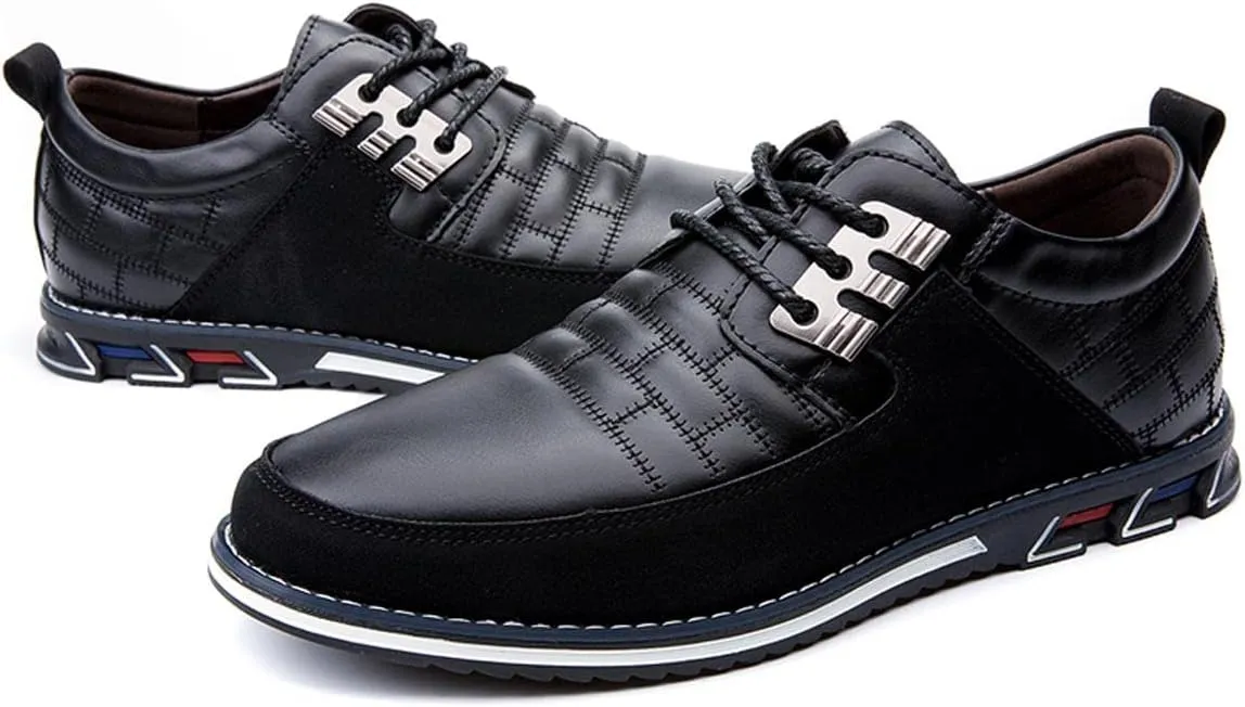 Men's Casual Lace Up Business Oxford Leather Shoes Comfort Loafers for Male Business Work Office Dress