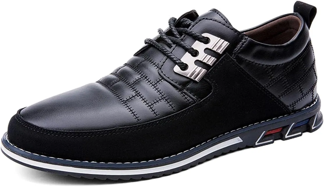 Men's Casual Lace Up Business Oxford Leather Shoes Comfort Loafers for Male Business Work Office Dress