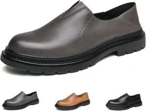 Men's Chunky Heel Lug Sole Slip-on Loafers,Comfort Soft Moccasin Lightweight Driving Walking Penny Shoes Casual Dressy Office Work Shoes