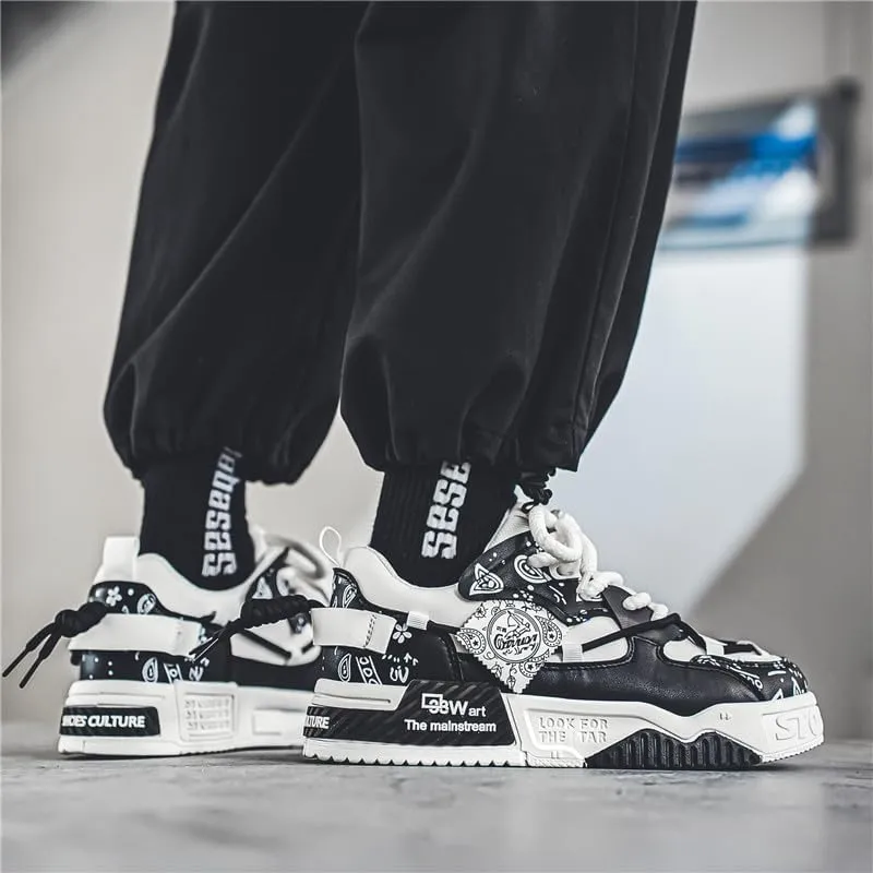 Men's Chunky Platform Sneakers Mens Casual Shoes Fashion Sneakers Breathable Comfort Walking Classic Lace-Up Low Top Casual Wear Shoes for Male
