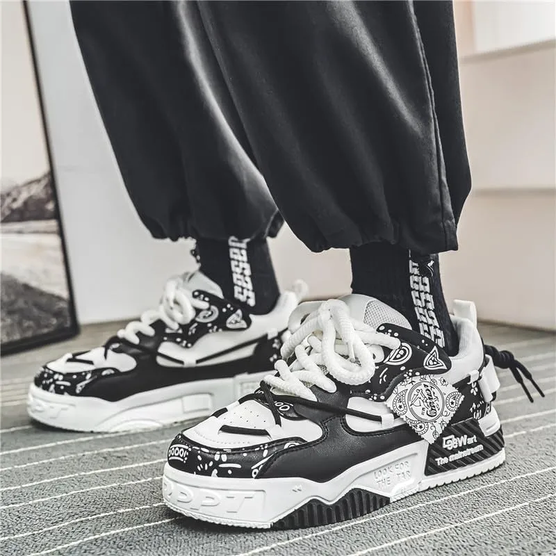 Men's Chunky Platform Sneakers Mens Casual Shoes Fashion Sneakers Breathable Comfort Walking Classic Lace-Up Low Top Casual Wear Shoes for Male