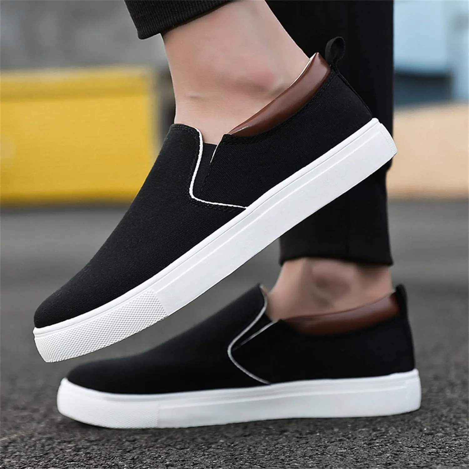 Mens Fashion Solid Color Canvas Flat Bottom Comfortable Running Casual Shoes Casual Chukka Boot Shoes