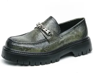 Men's Fashion Textured Leather Lug Sole Platform Comfort Slip - On Loafers Dress Shoes