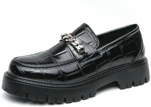 Men's Fashion Textured Leather Lug Sole Platform Comfort Slip - On Loafers Dress Shoes
