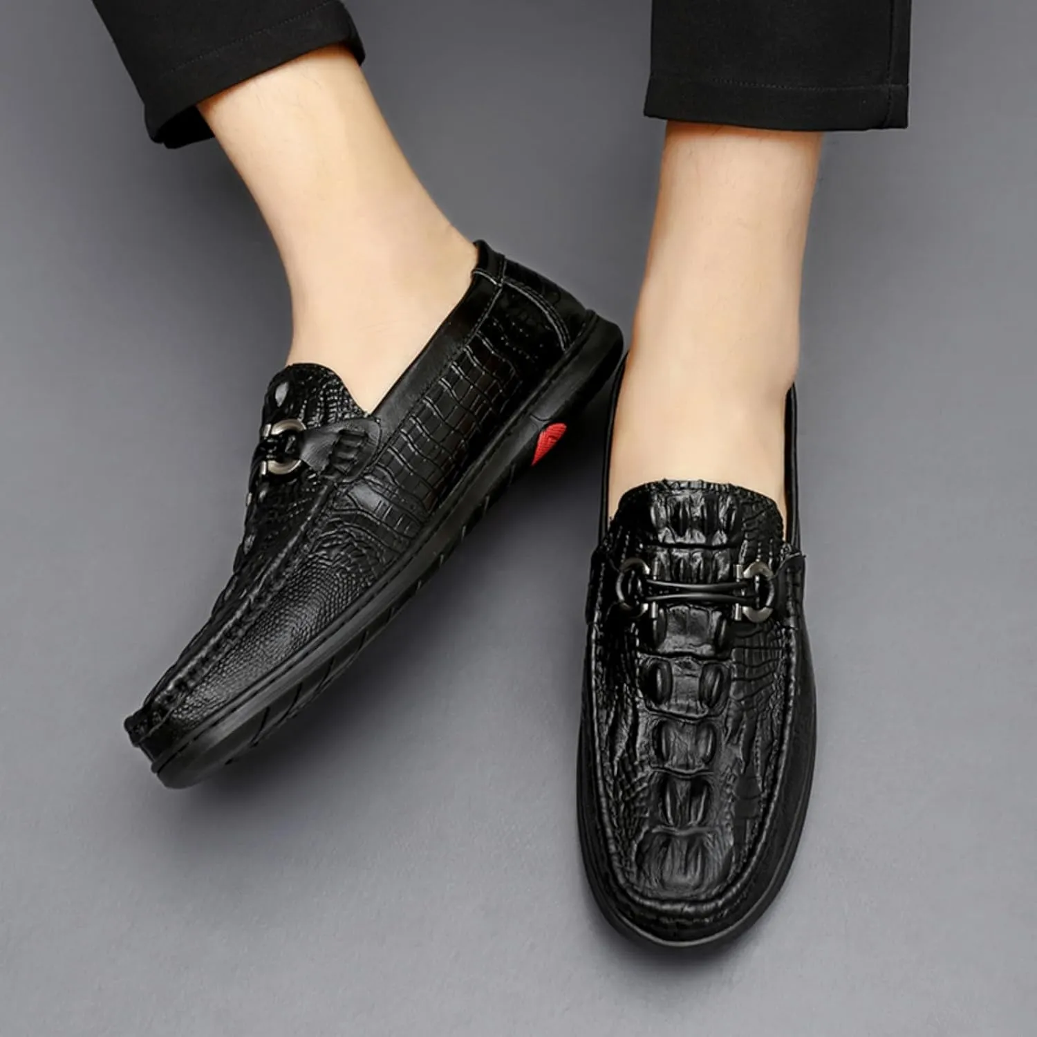 Mens Genuine Cowhide Loafers Slip - Ons, Casual Driving Flat Walking Moccasin, Business Boat Shoes, Fashion Slipper, for Wedding