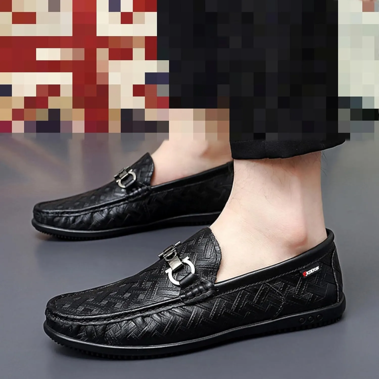 Mens Genuine Cowhide Loafers Slip - Ons, Casual Driving Flat Walking Moccasin, Business Boat Shoes, Fashion Slipper, for Wedding
