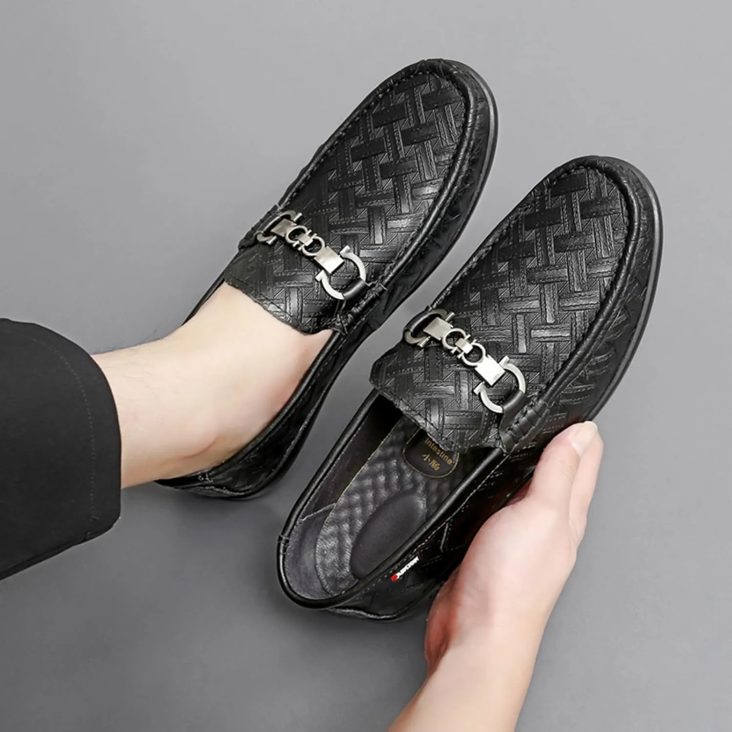 Mens Genuine Cowhide Loafers Slip - Ons, Casual Driving Flat Walking Moccasin, Business Boat Shoes, Fashion Slipper, for Wedding
