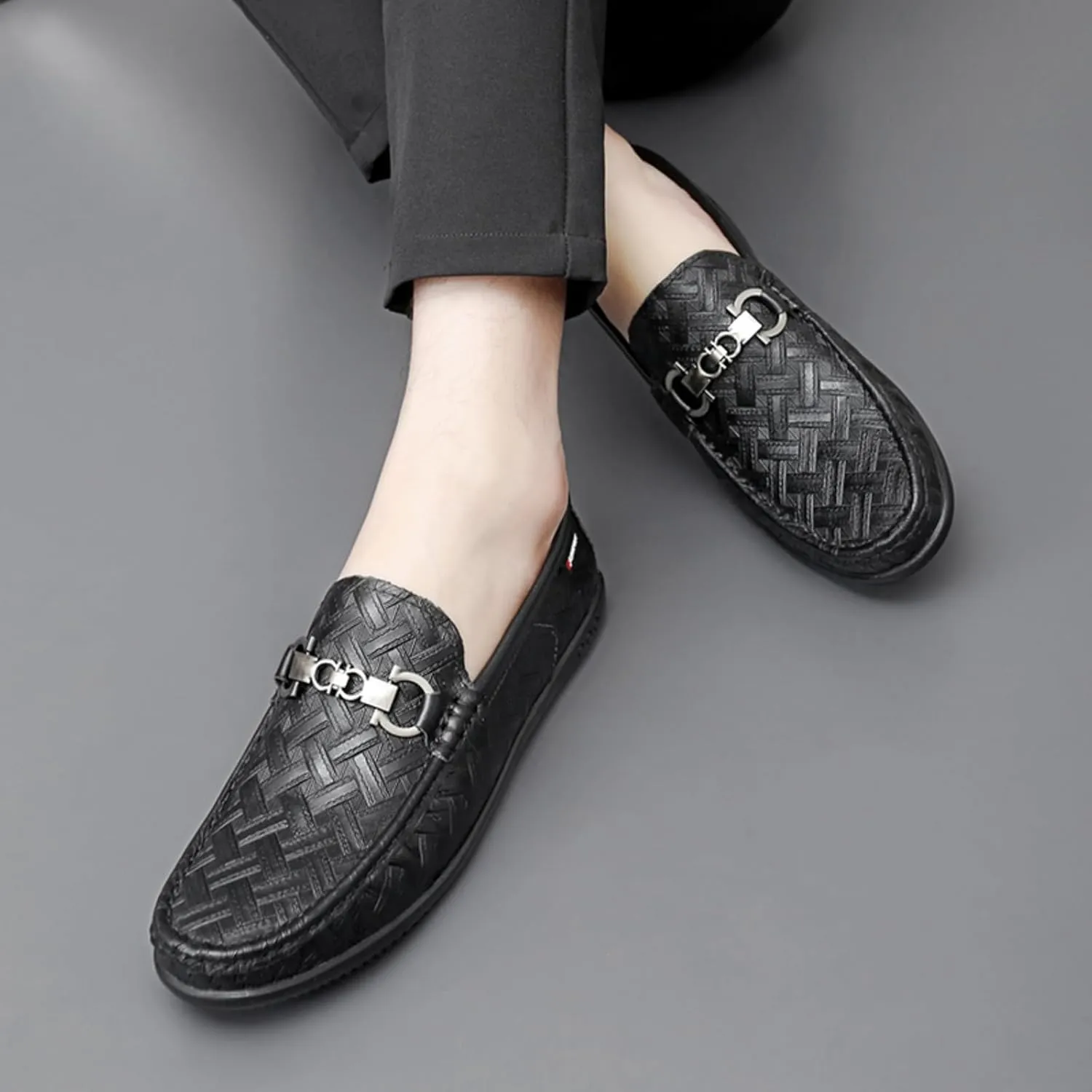 Mens Genuine Cowhide Loafers Slip - Ons, Casual Driving Flat Walking Moccasin, Business Boat Shoes, Fashion Slipper, for Wedding