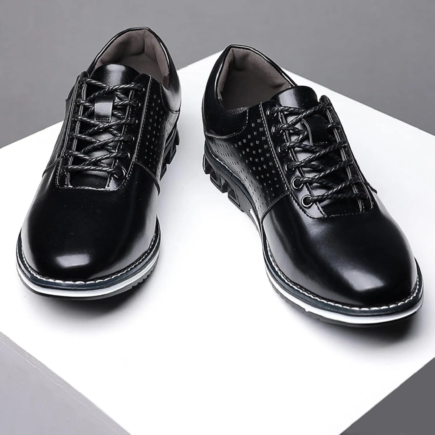 Men's Leather Lace-up Orthopedic Oxfords Comfort Soft Flat Dress Sneakers Casual Office Walking Business Derby Loafers