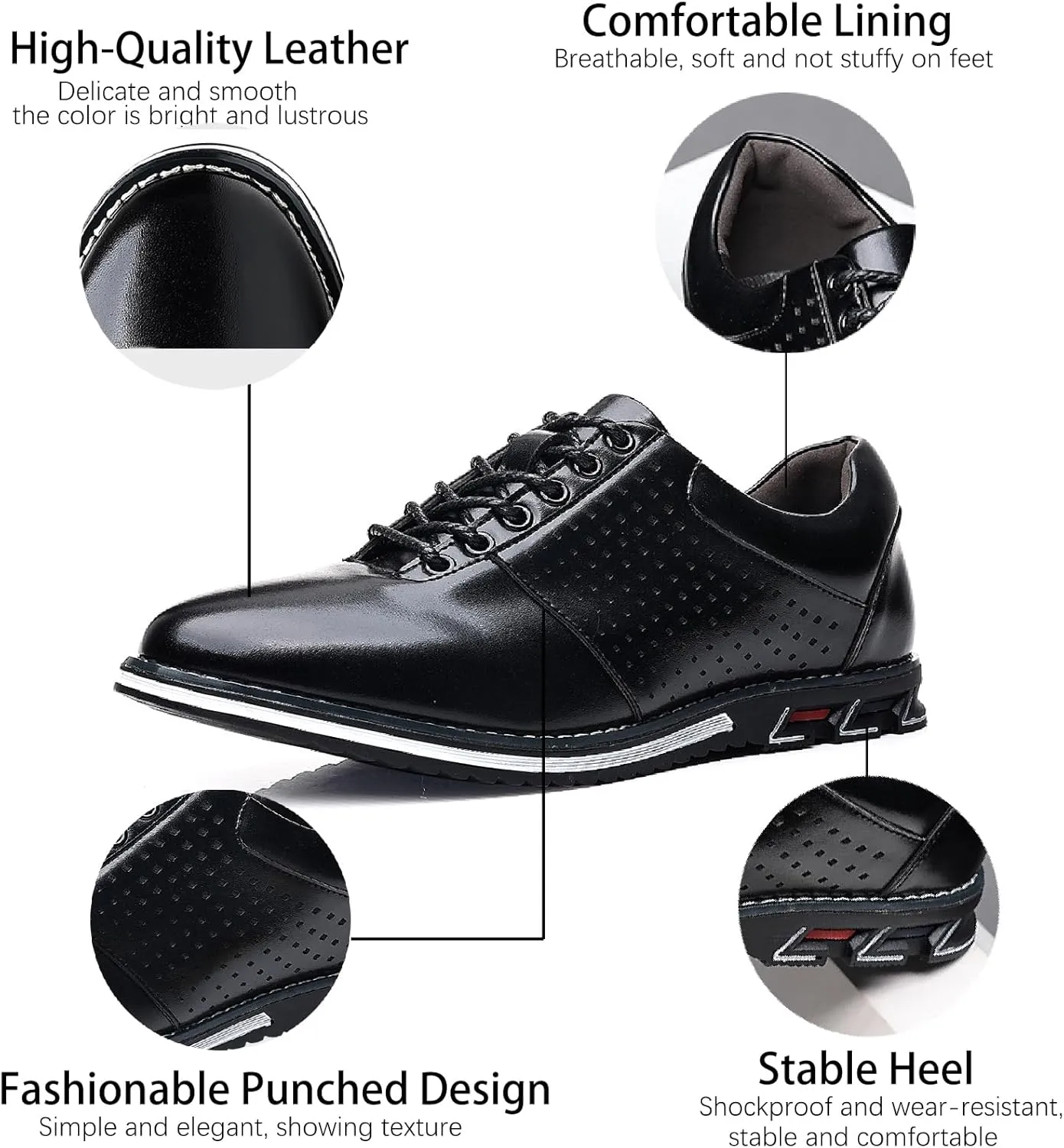 Men's Leather Lace-up Orthopedic Oxfords Comfort Soft Flat Dress Sneakers Casual Office Walking Business Derby Loafers