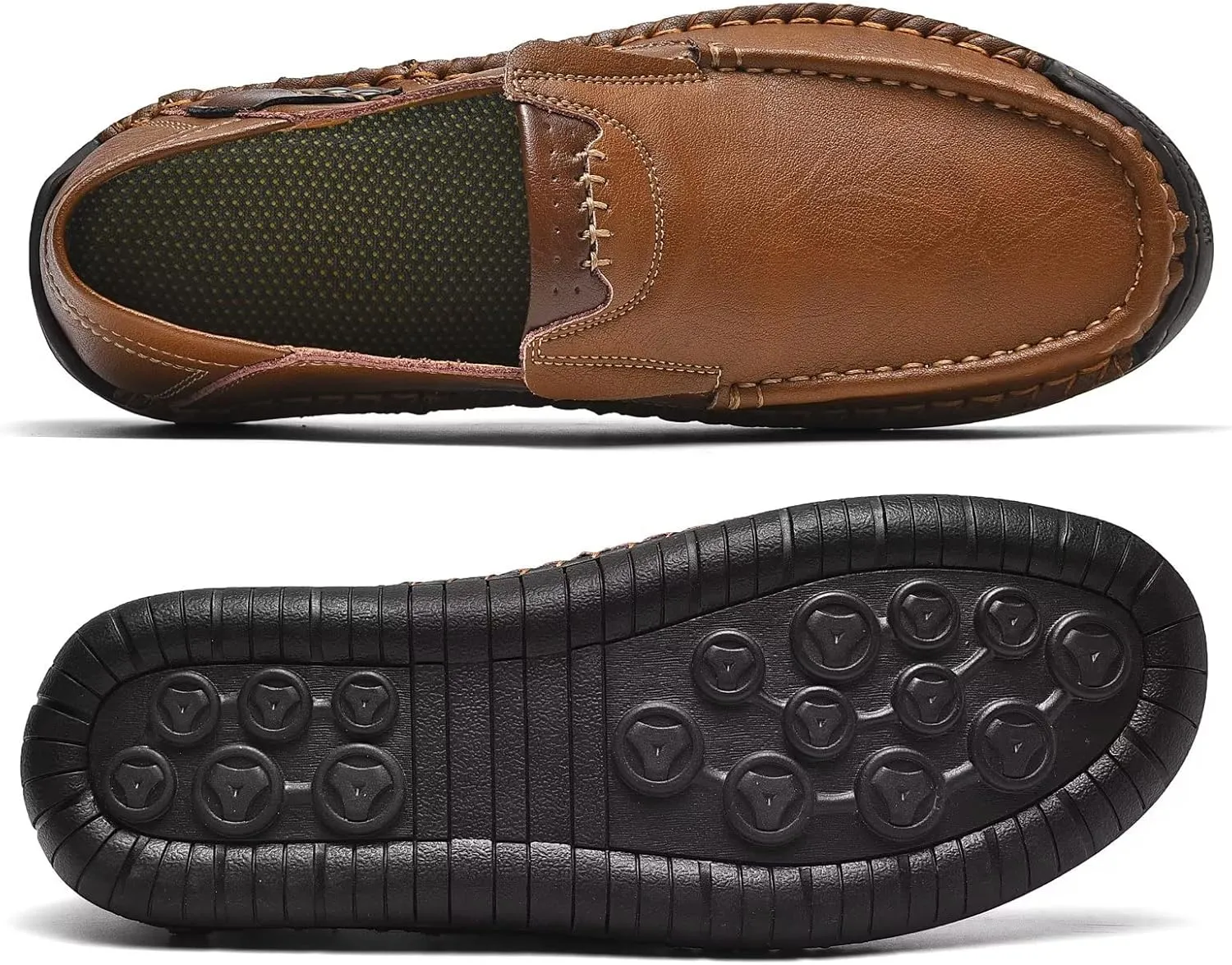 Men's Leather Loafers Slip On Shoes,Casual Fashion Business Arkget Office Driving Shoes for Men【includes Extra Insole】