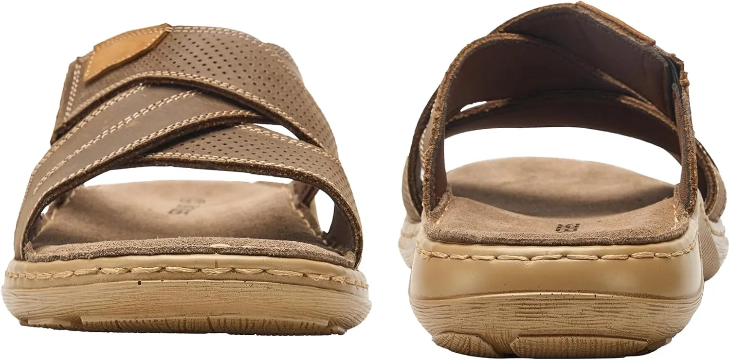 Mens Leather Slides Sandals Summer Outdoor Cushioning Casual Lightweight Sandals