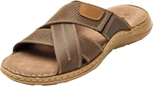 Mens Leather Slides Sandals Summer Outdoor Cushioning Casual Lightweight Sandals