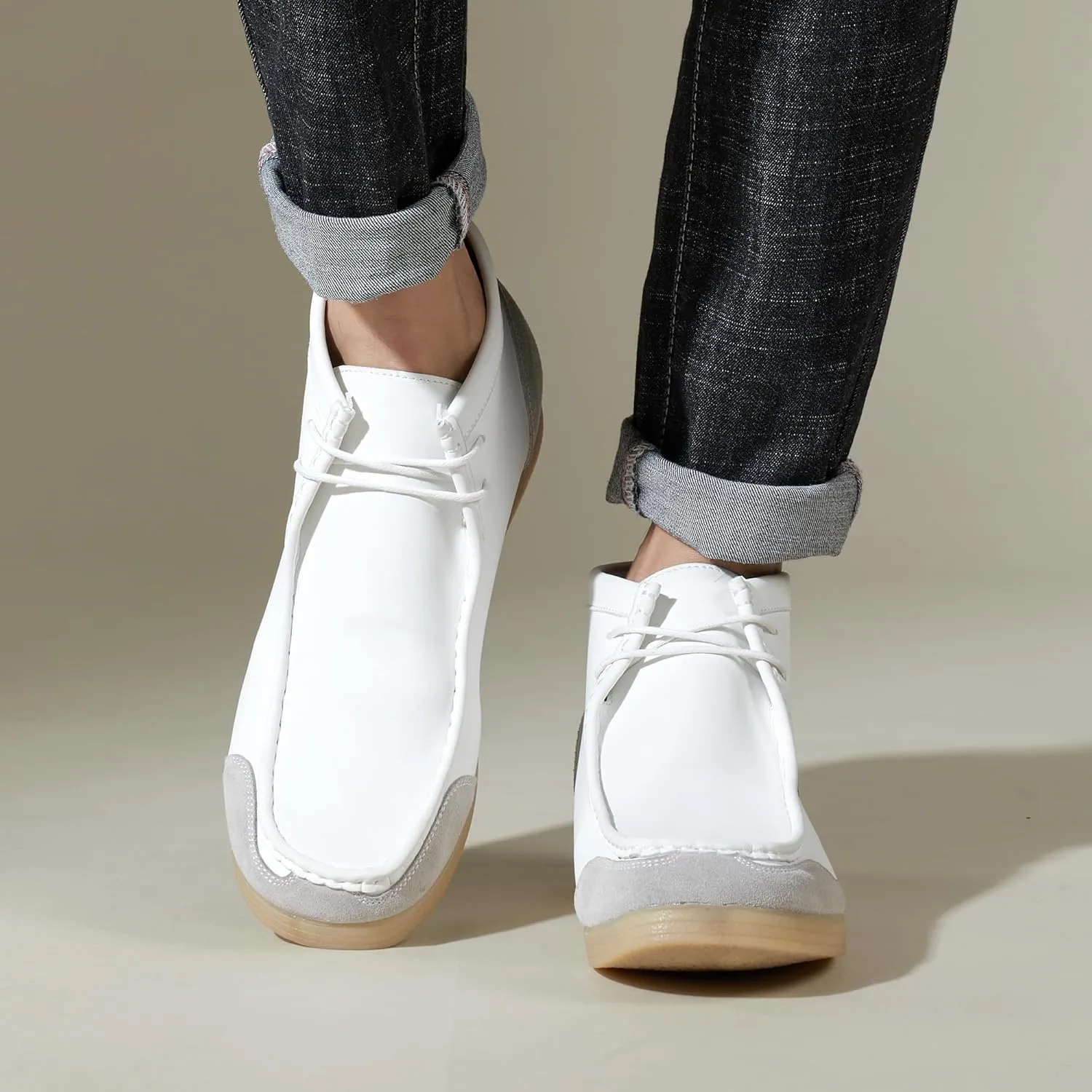 Men's Loafers Shoes Classic Business Stitching Design Non Slip Wear-Resistant Oxford Shoes Mid Top Lightweight Loose Casual Walking Shoes Attending Lectures Leather Shoes