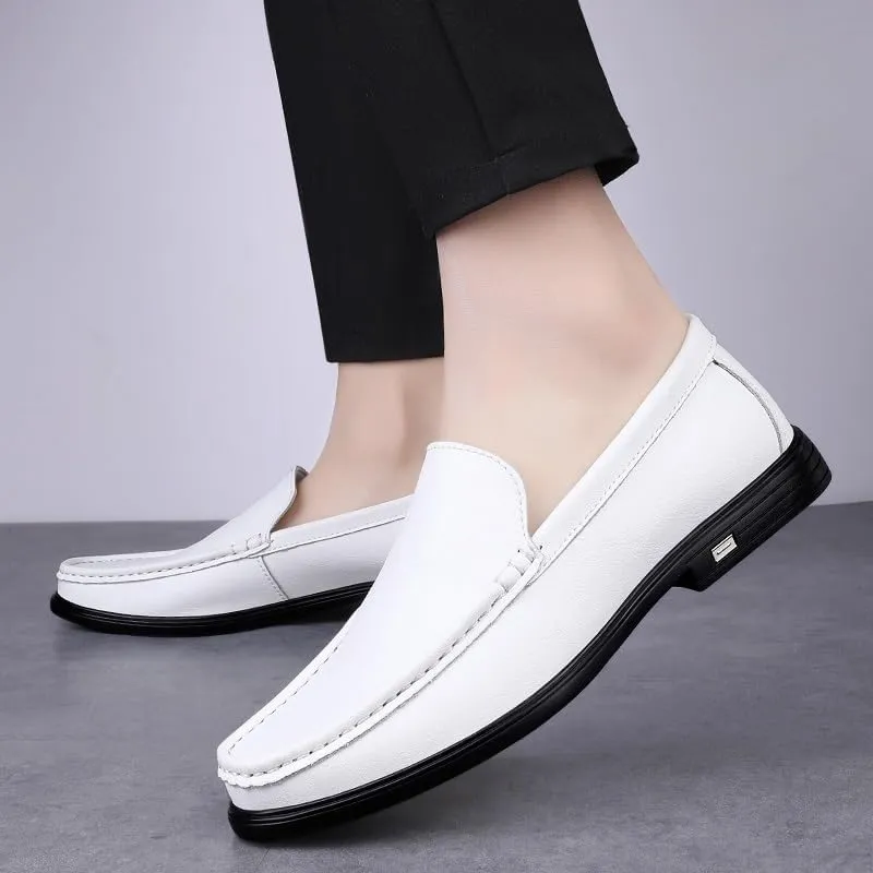 Mens Party Loafers Shoes Vegan Leather Evening Solid Color Round Toe Anti-Slip Shoe for Office Party Wedding Slip-on