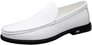 Mens Party Loafers Shoes Vegan Leather Evening Solid Color Round Toe Anti-Slip Shoe for Office Party Wedding Slip-on