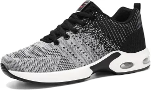 Men's Running Shoes Lightweight Breathable Flying Knitting Lace Up Mesh Walking Comfortable Fashion Casual Sneakers Workout Sports Shoes