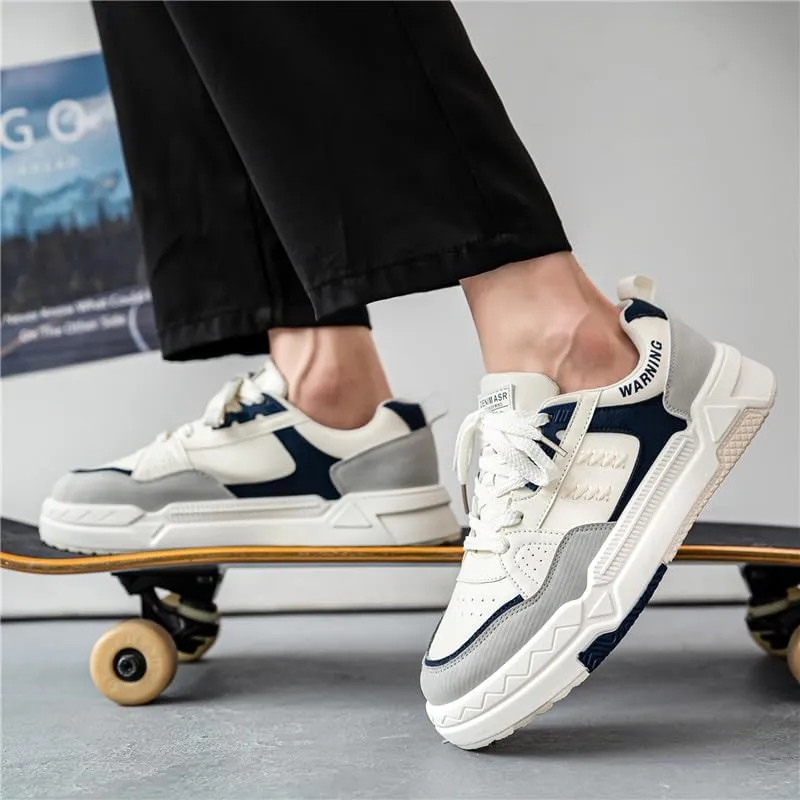 Men's Skateboarding Shoe Platform Fashion Sneakers Lace up Casual Walking Shoes Skate Shoes for Outdoor Comfortable Thick Sole Tennis Walking Shoes