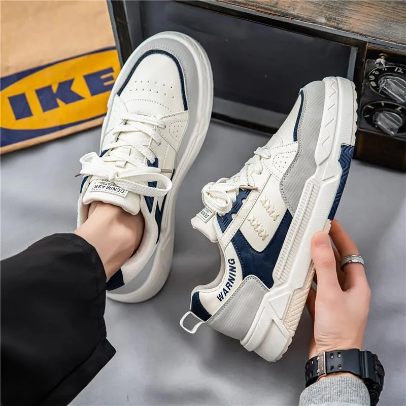 Men's Skateboarding Shoe Platform Fashion Sneakers Lace up Casual Walking Shoes Skate Shoes for Outdoor Comfortable Thick Sole Tennis Walking Shoes