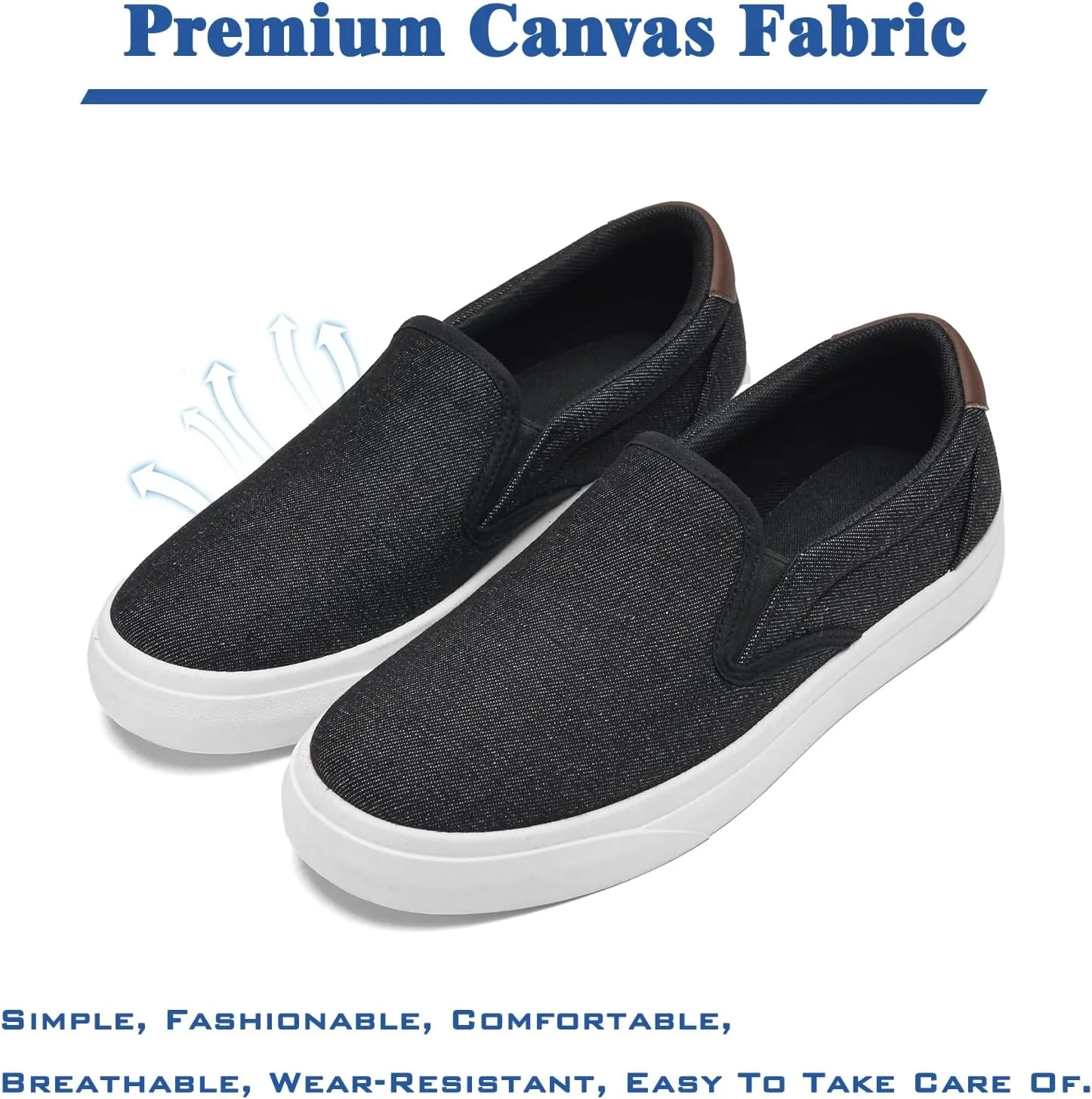 Men's Slip On Loafers Classic Canvas Shoes Casual Comfortable Flat Leisure Vintage Breathable Lightweight Dress Walking Sneakers