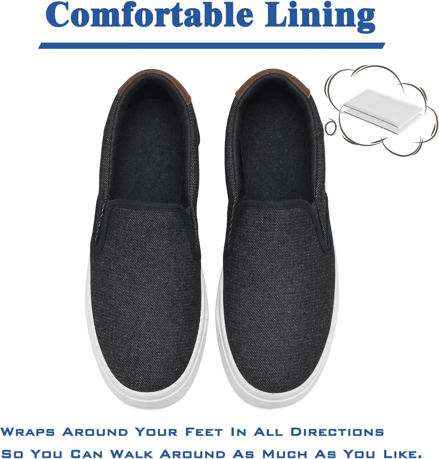 Men's Slip On Loafers Classic Canvas Shoes Casual Comfortable Flat Leisure Vintage Breathable Lightweight Dress Walking Sneakers