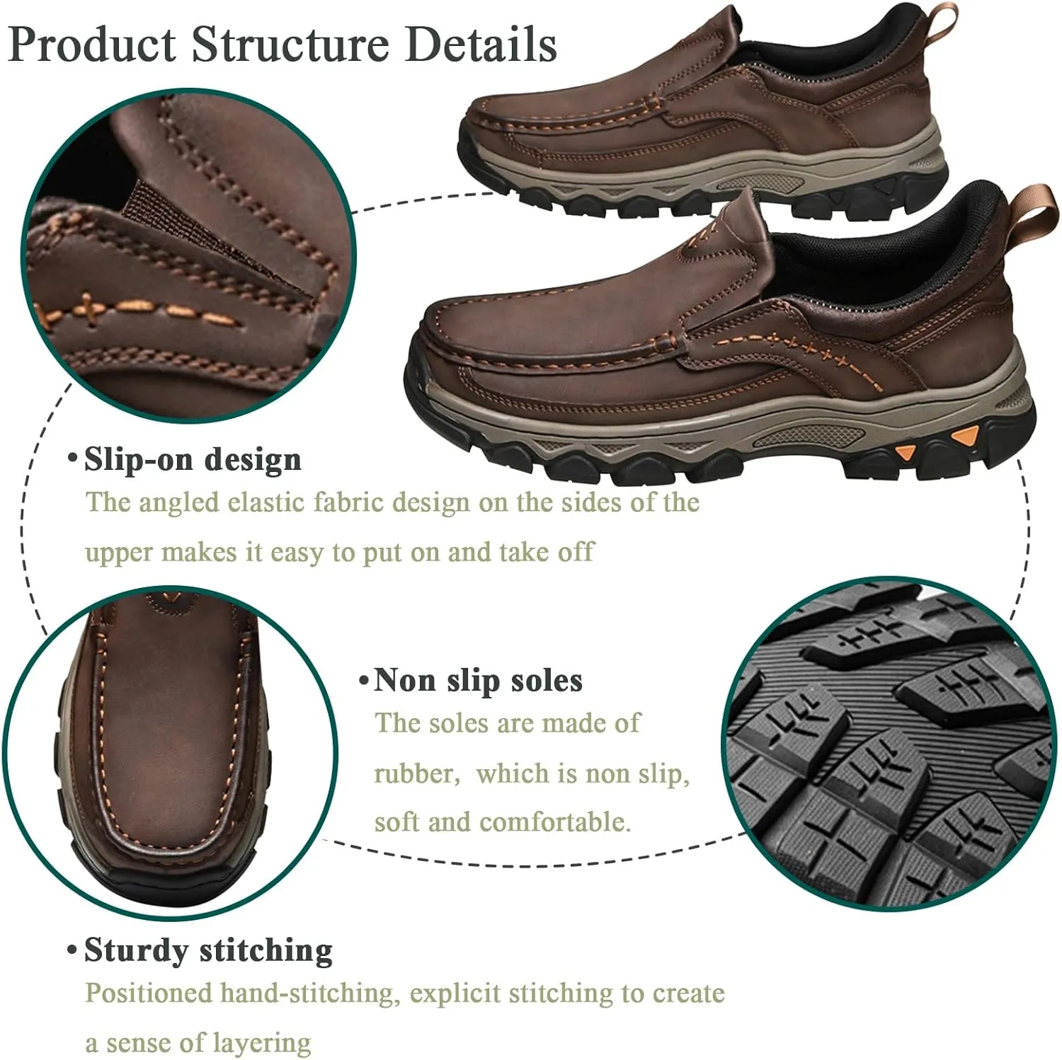 Men's Slip On Loafers, Water-Resistant Lightweight No Laces Moccasins Comfortable Casual Business Dress Hiking Shoes for Wedding Walking
