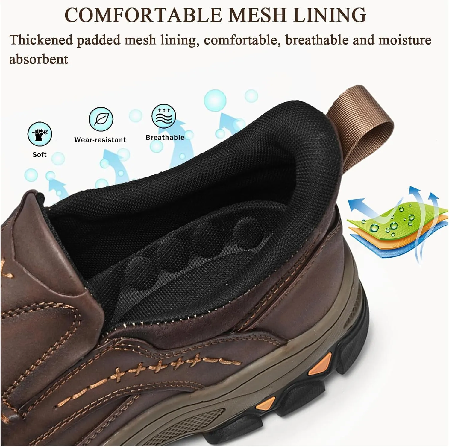Men's Slip On Loafers, Water-Resistant Lightweight No Laces Moccasins Comfortable Casual Business Dress Hiking Shoes for Wedding Walking