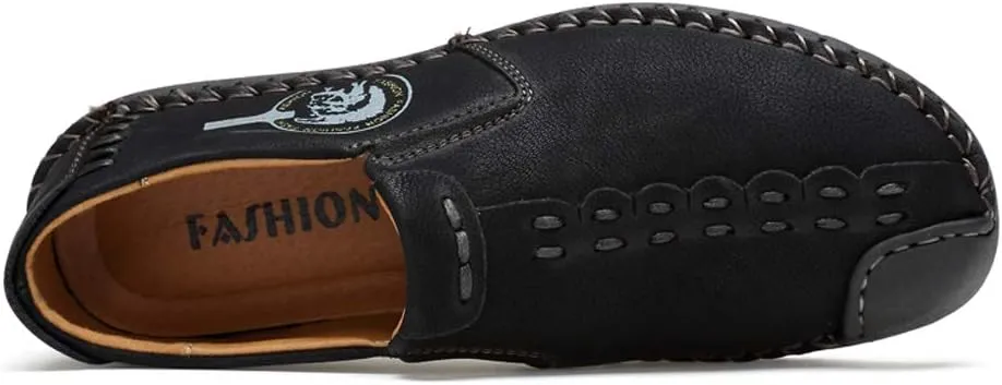 Men's Sport Sandals Leather Casual Shoes Driving Loafers Outdoor Flats Breathable Fisherman Oxford Walking Summer Handmade Stitching Comfortable