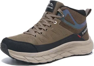 Men's Waterproof Walking Shoes Lightweight Water Resistant Sneakers Cushion Sole Boots for Work All Day Trekking Ankle High Camping Trails Hiking Boot