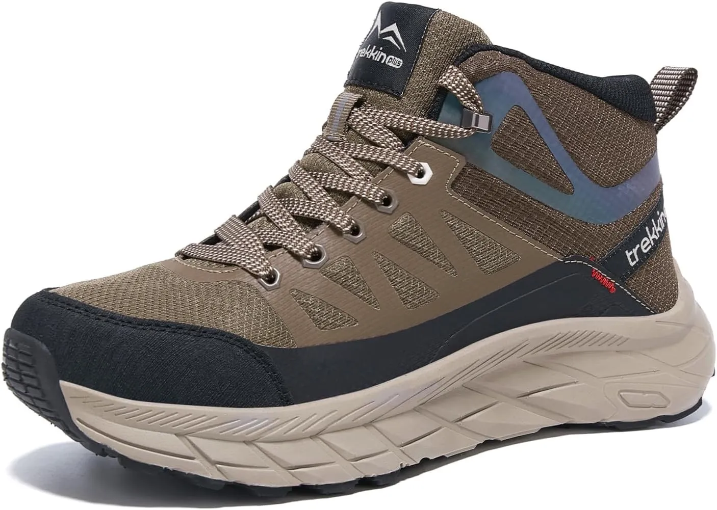 Men's Waterproof Walking Shoes Lightweight Water Resistant Sneakers Cushion Sole Boots for Work All Day Trekking Ankle High Camping Trails Hiking Boot