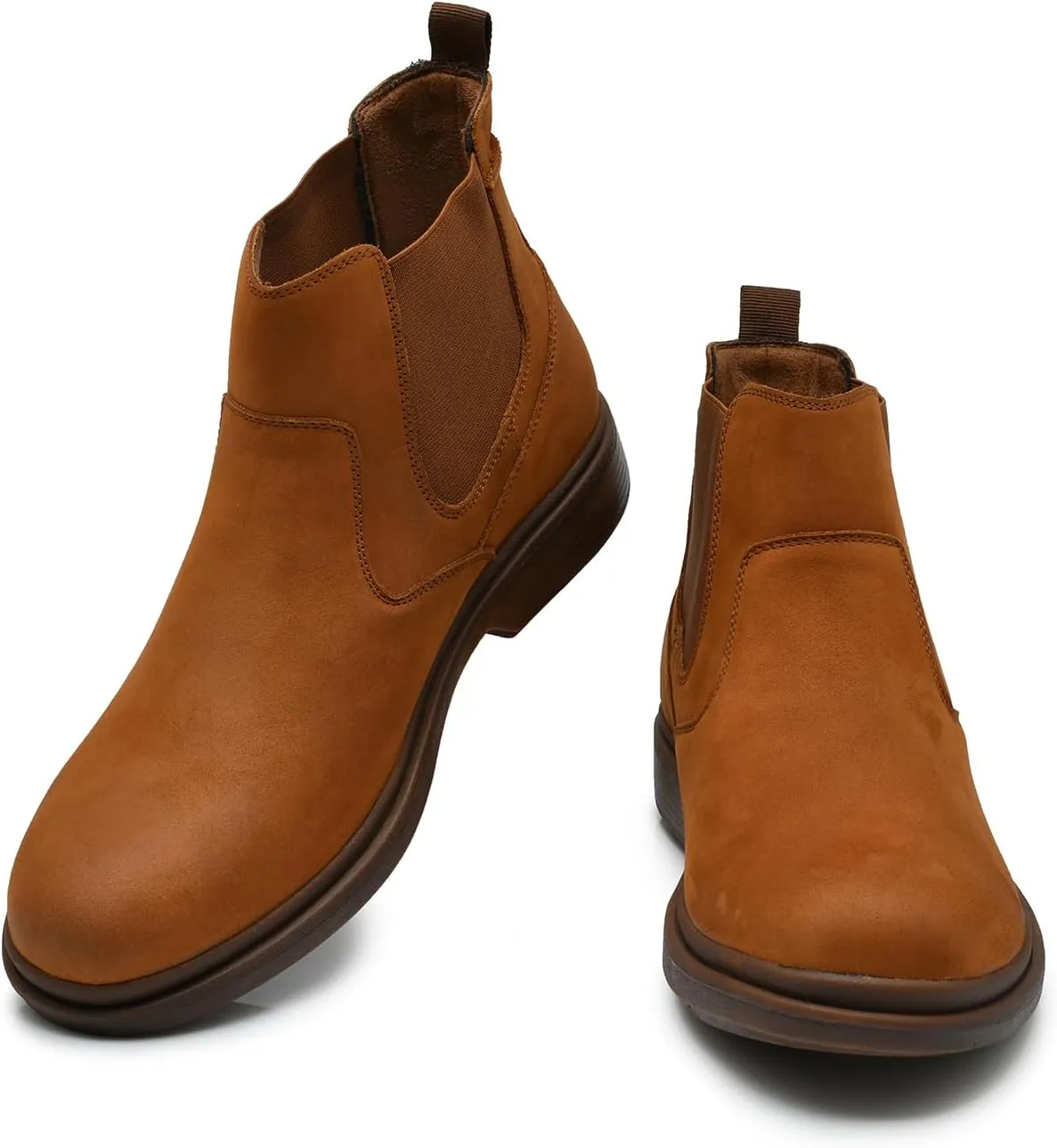 Men's Western Chelsea Cowboy Boots Square Toe, All-Weather Slip-On Work & Casual Boots for Ultimate Comfort & Durability