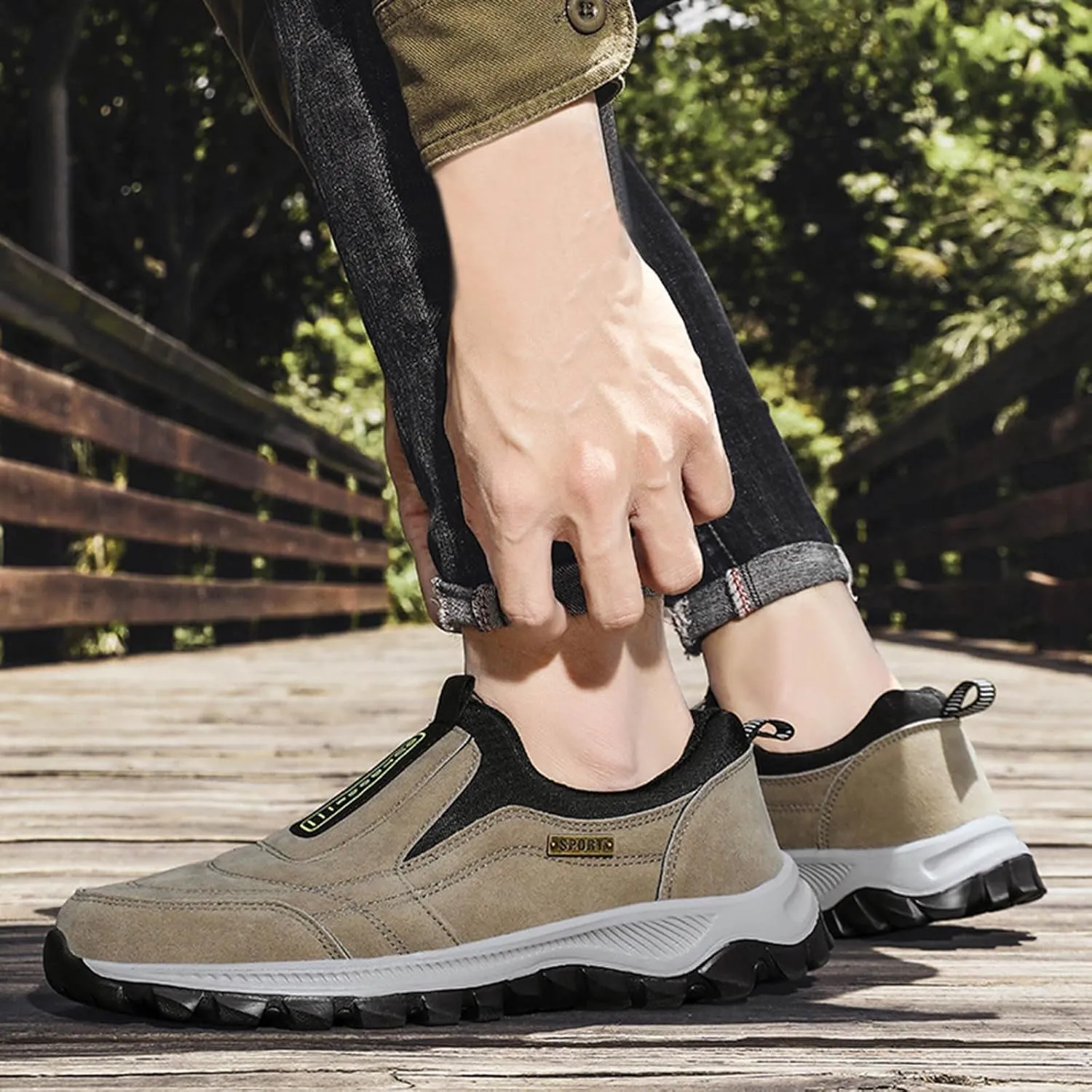 Men's Wide Hiking Shoes Lightweight Walking Shoes Waterproof Work Shoes for Outdoor Trailing Trekking Camping