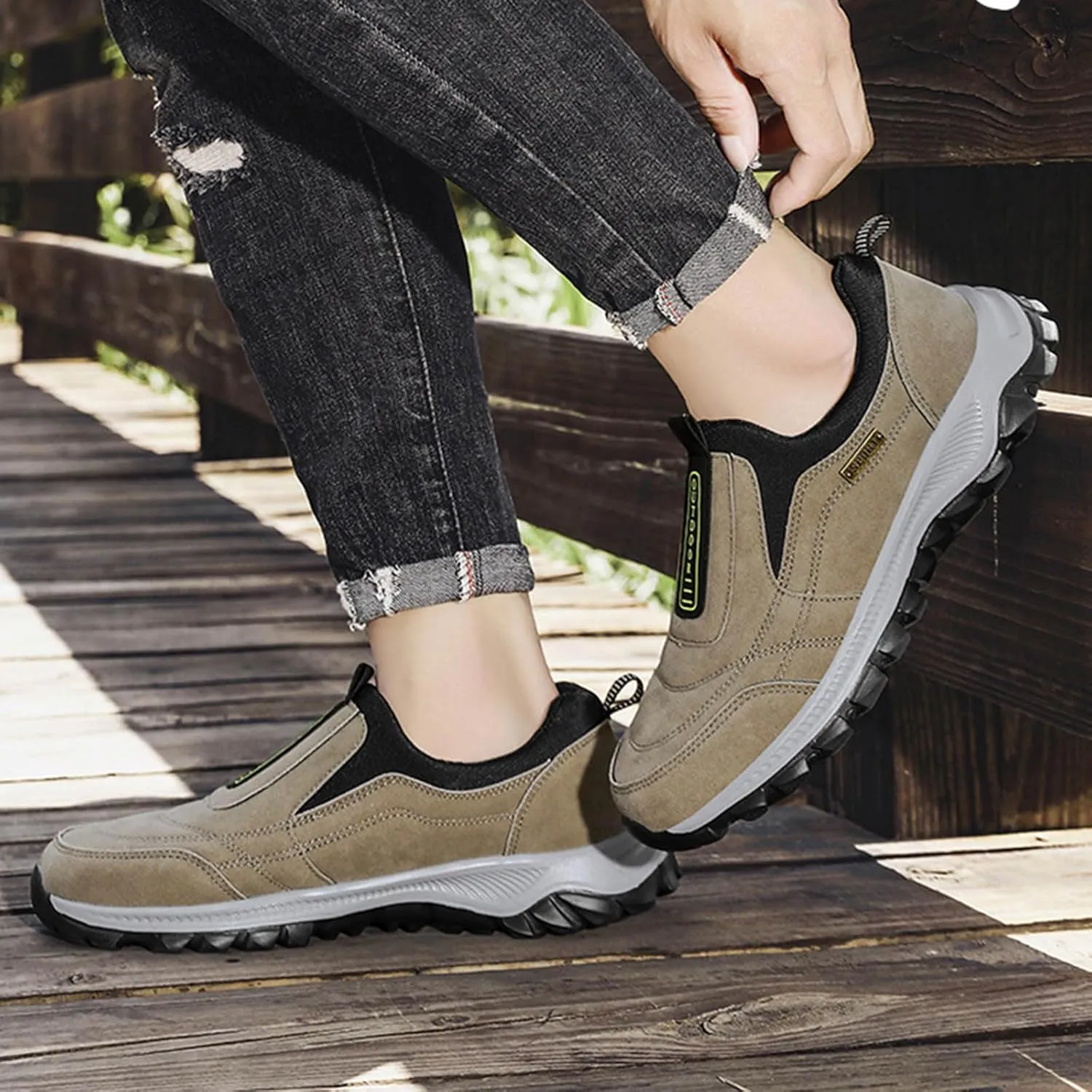 Men's Wide Hiking Shoes Lightweight Walking Shoes Waterproof Work Shoes for Outdoor Trailing Trekking Camping