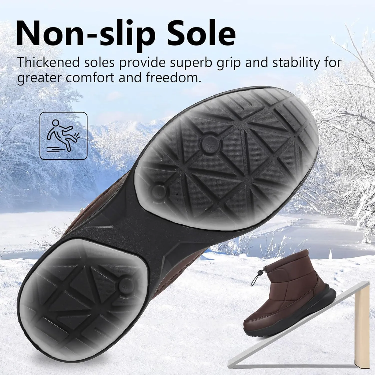 Men's Winter Snow Boots Warm Fur Lined Waterproof Anti Slip Warm Boots Outdoor Walking Boots Comfortable and Lightweight Ankle Boots for Men