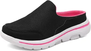 Mens Womens Backless Slippers Mesh Knitted Clogs Sneakers Lightweight Comfortable Walking Open Back Shoes Slip on Trendy Casual Breathable Slippers Shoes Closed Toe Slides Outdoor Sports Wedge Mules
