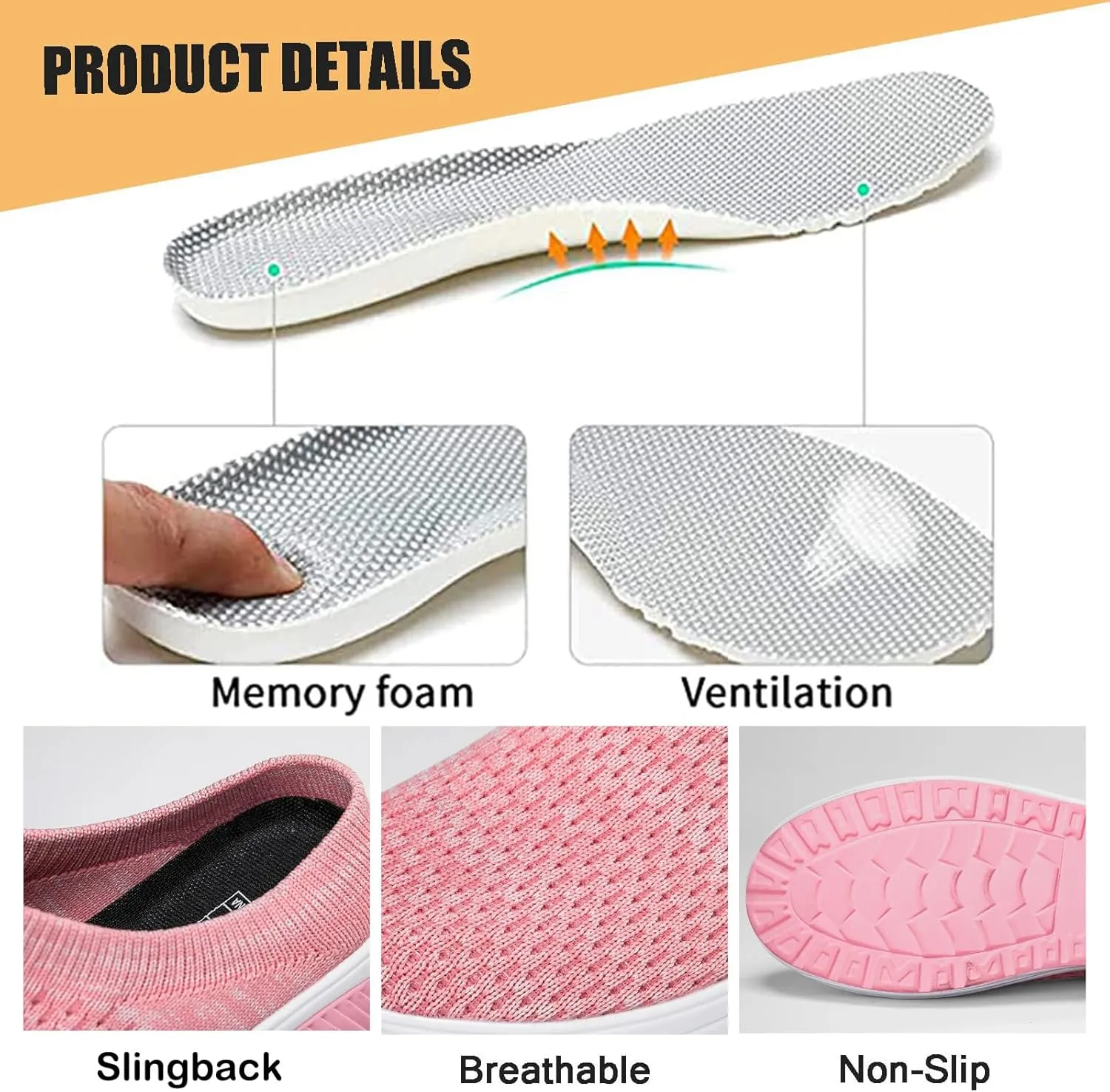 Mesh Platform Orthopedic Mules Clogs with Air Cushion for Women Lightweight Breathable Summer Anti-Skid Slip On Arch Support Wedge Outdoor Sport Walking Slippers for Daily Work
